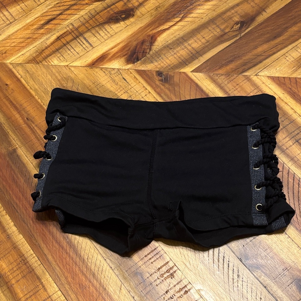 California Kisses Black Lace-Up Shorts